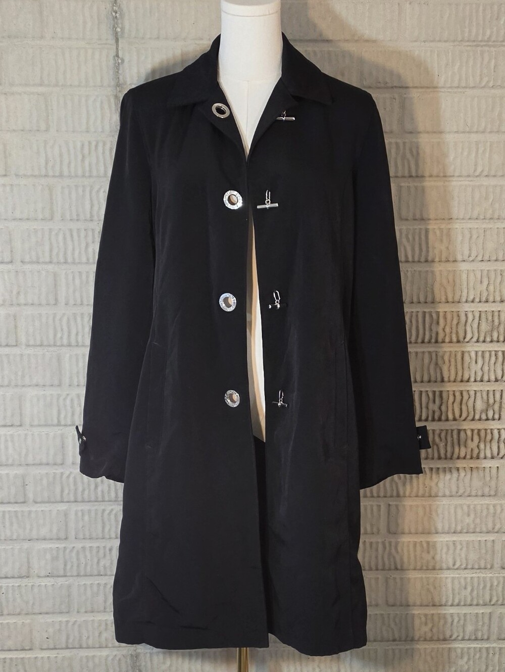 Jones New York Men's Black Trench Coat Car Coat